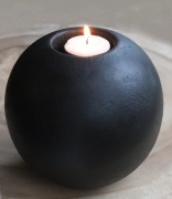 2021 Stenen urn waxinelicht zwart 16x15cm 1.25 liter 8003